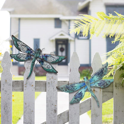 LIFFY Metal Dragonfly Wall Decor Handmade - Outdoor Metal Wall Art Decor for Patio Garden Fence Living Room, Bedroom, Dragonfly Gifts