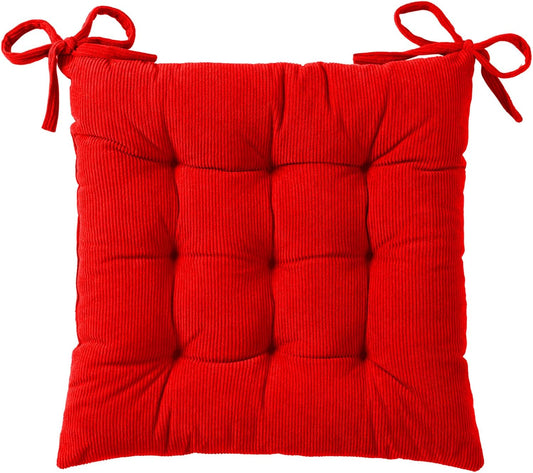 HLOVME Corduroy Chair Cushion with Ties Ultra Soft Warm Floor Cushion for Kids Reading Nook Comfortable Square Seat Cushion for Adult 15.7”x15.7”, White