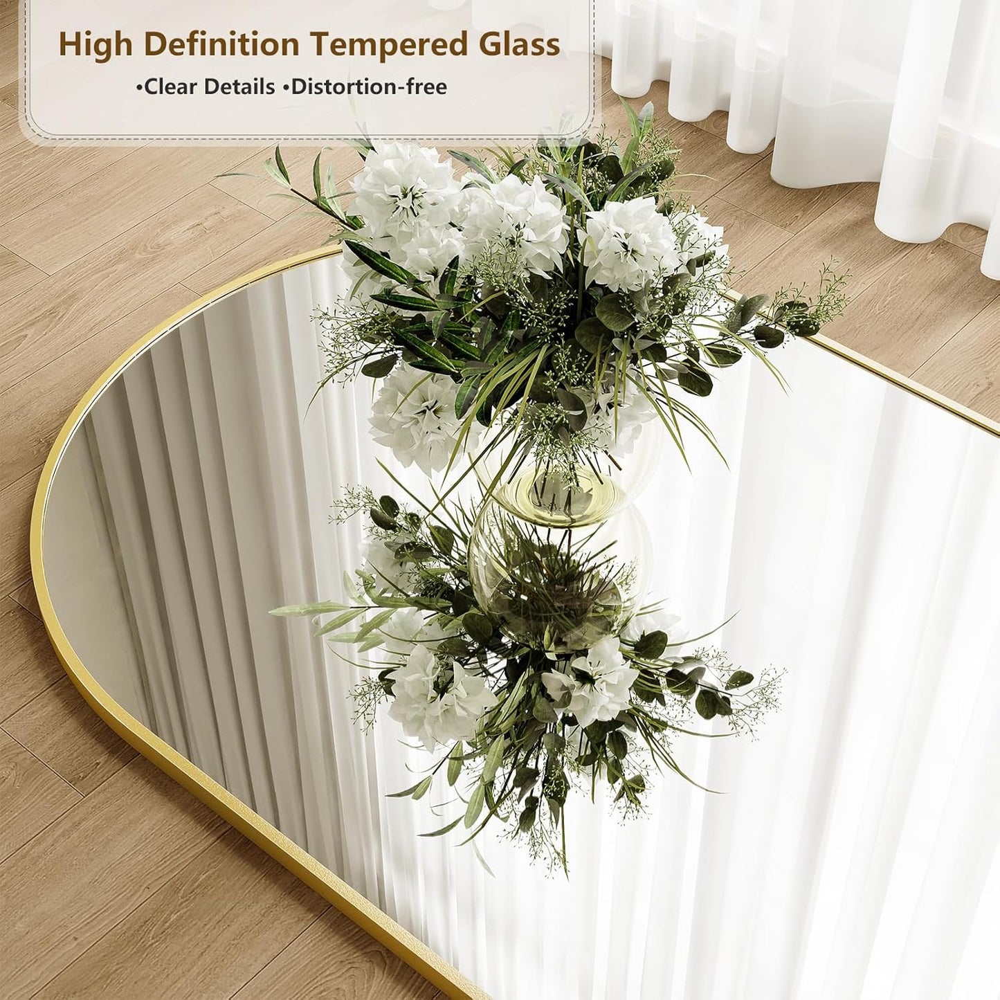 57" x 20" Arched Full Length Mirror - Wall Mounted/Floor Mirror Aluminum Alloy Frame Full Body Mirrors for Bathroom Living Room Bedroom and Entryway,Black
