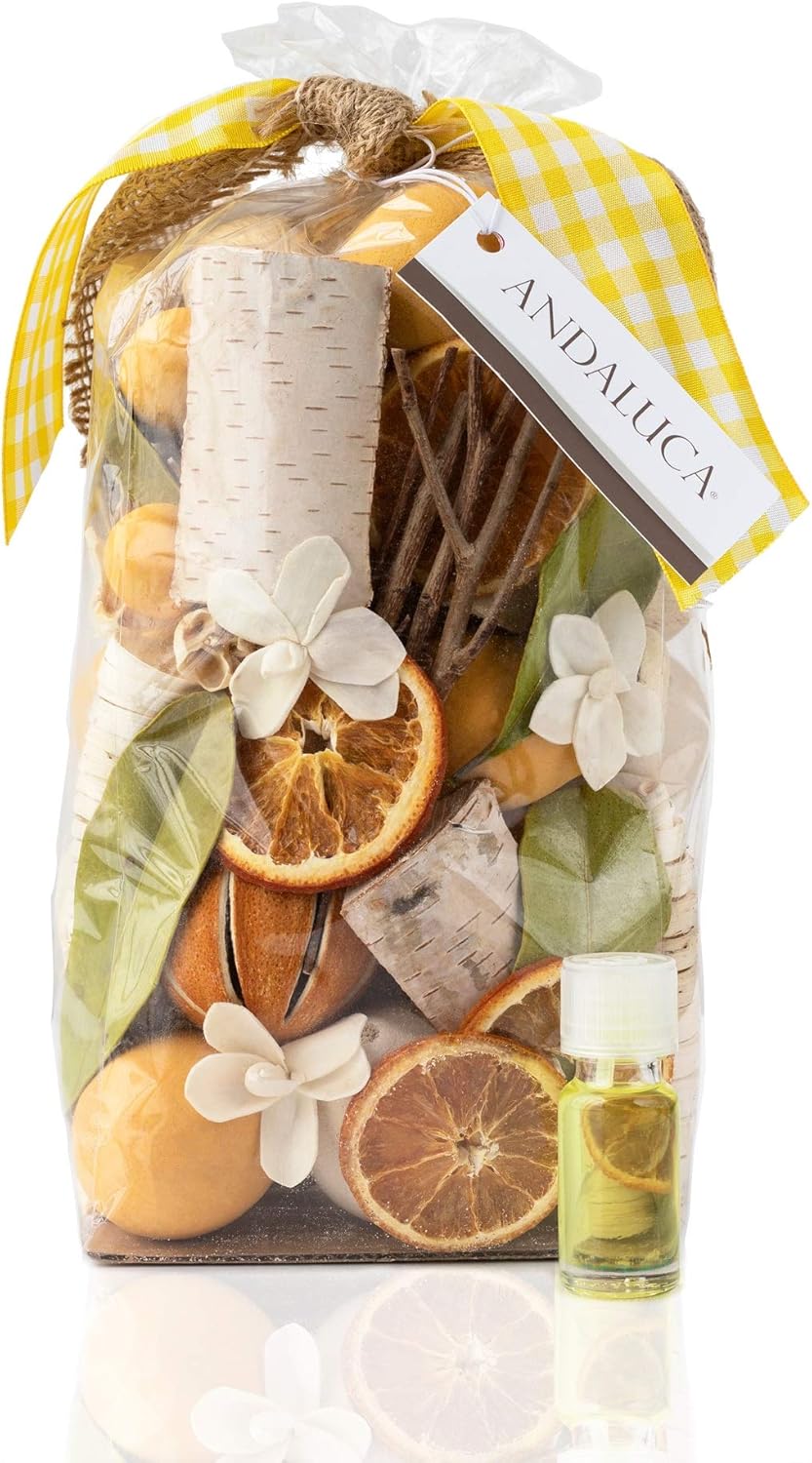 ANDALUCA Secrets of Spring Scented Potpourri | Made in California | Large 20 oz Bag + Fragrance Vial | Notes of Citron, Jasmine and Soft Woods | Floral Spring Home Fragrance