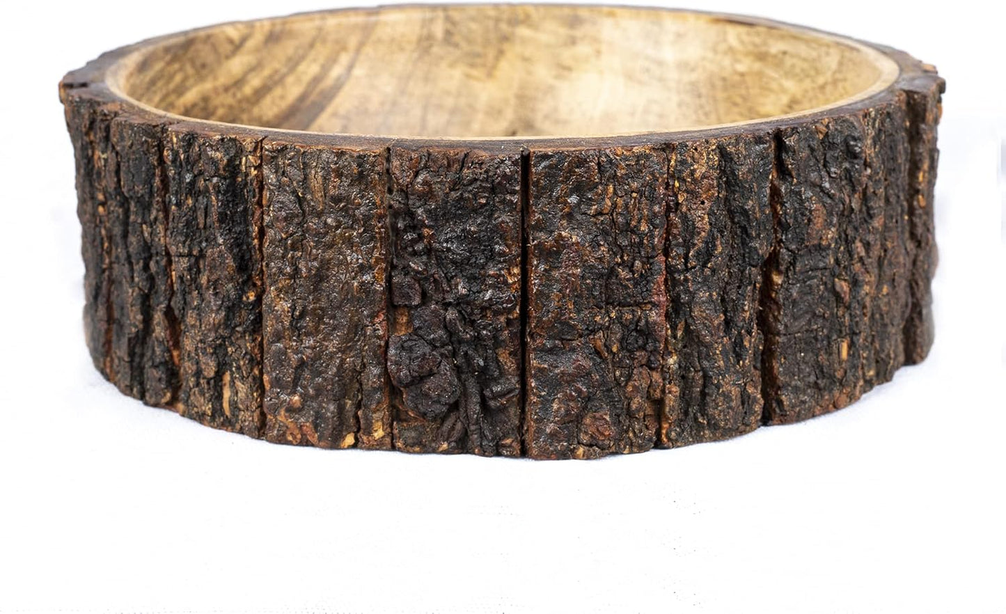 GoCraft Wood Potpourri Bowl with Tree Bark, Small, 6" Diameter x 3" Height, Wooden Decorative Bowl