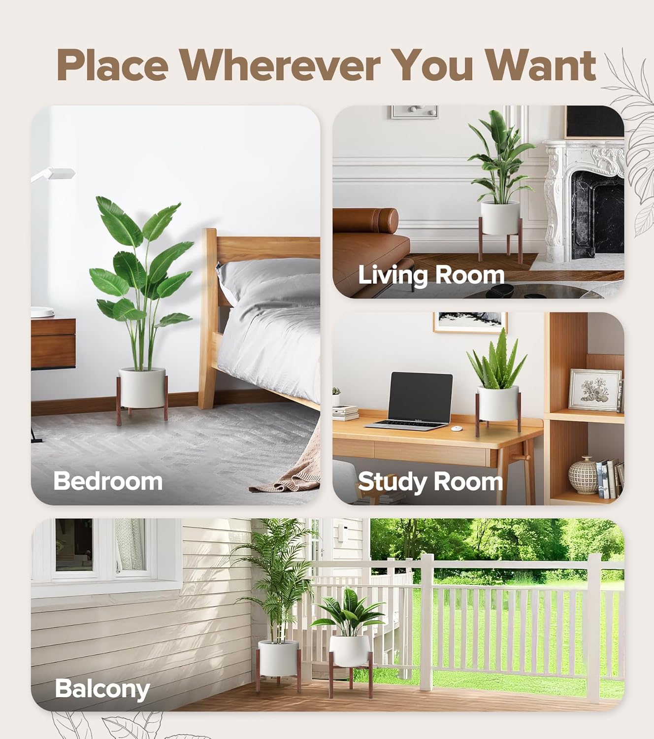 Plant Stand Indoor Adjustable, Metal Modern Indoor Plant Stand, Heavy Duty Plant Stands Outdoor Corner, Stable Plant Holder, Fits 8 to 12 Inches Pots, Black, 1 Pack, Pot & Plant Not Included