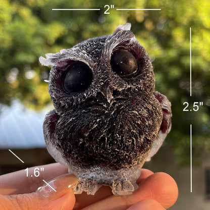 OwMell Owl Statue Tumbled Stone Gemstone Owl Figurine Home Decor Shelf Decor 2.5" - Turquoise