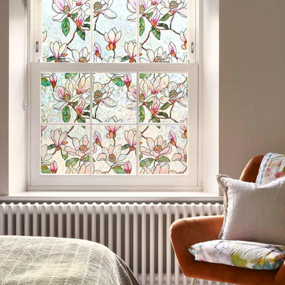 Ranzdn Window Privacy Film - Stained Glass Window Film Static Cling UV & Heat Blocking Rainbow Window Film for Glass Doors, Bedroom Windows - No Glue Premium Vinyl (Easy Install, 17.5"×78.7")