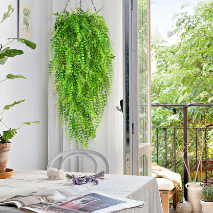 Waipfaru 4Pcs Fake Hanging Plants 2.7ft Fake Plants Eucalyptus Leaves UV Resistant Fake Vines Ivy Artificial Plants Outdoor Faux Plants Indoor Bedroom Living Room Boho Wall Porch Shelf Decor