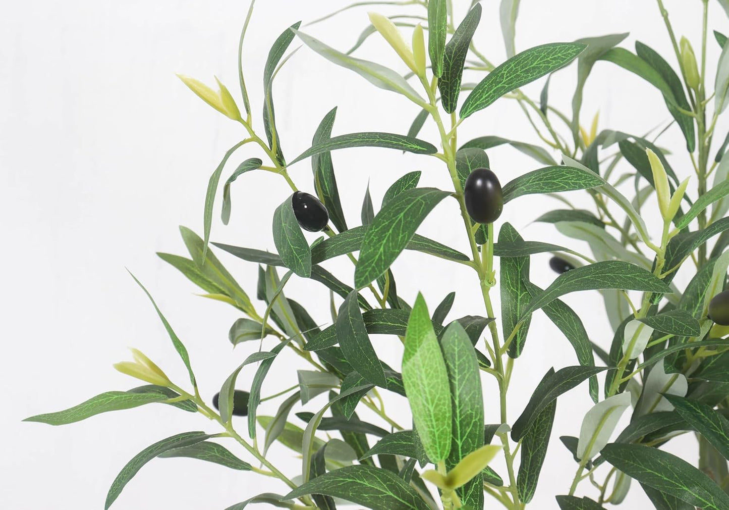 Artificial Olive Tree with White Pot,6FT high, Fake Tree containing 1440 Dense Leaves and 80 Highly Simulated Olive Fruits, Suitable for Home Office Living Room Floor Decoration