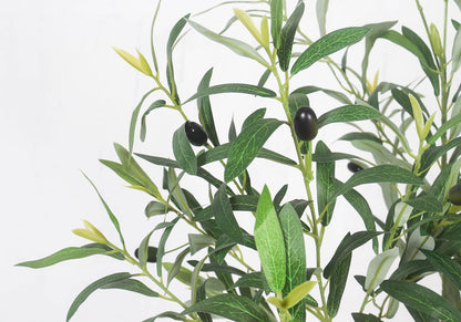 Artificial Olive Tree with White Pot,6FT high, Fake Tree containing 1440 Dense Leaves and 80 Highly Simulated Olive Fruits, Suitable for Home Office Living Room Floor Decoration