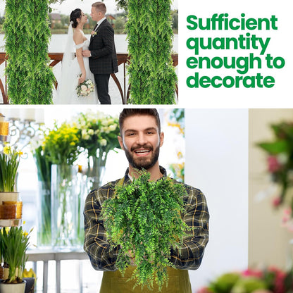 XunYee 28 Pcs Artificial Hanging Plants 32 Inch Plastic Fern Vine Fake Greenery Plant Faux Eucalyptus Vine for Wall Room Wedding Indoor Outdoor Decor, No Baskets (Boston Fern)