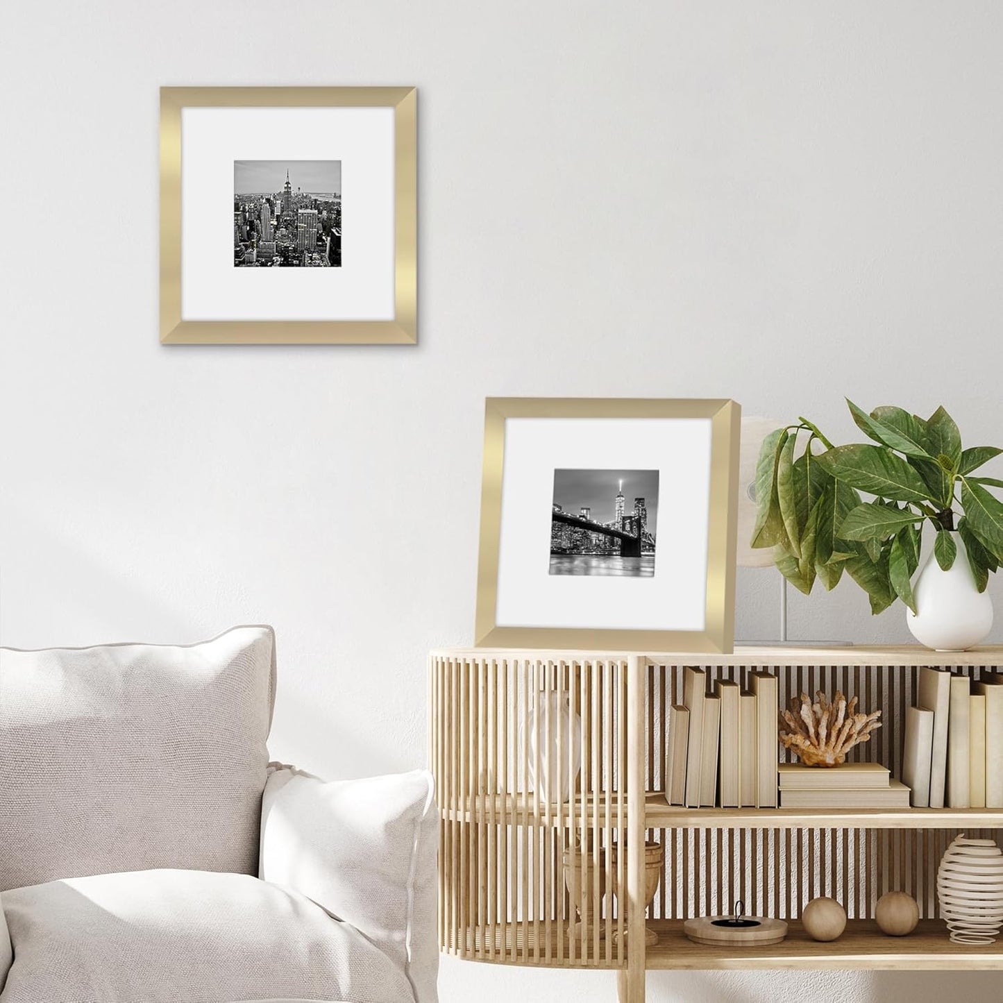 Americanflat 8x10 Picture Frame with Shatter-Resistant Glass - Use as 5x7 Frame with Mat or Display 8x10 Photo Without Mat - Signature Collection - Picture Frames for Tabletop and Wall Display - Black