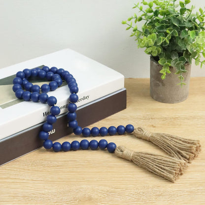 Meplait 39in Wood Bead Garland Farmhouse with Tassels,Versatile Prayer Beads Boho Chic Wall Hanging Home Decor (Black)