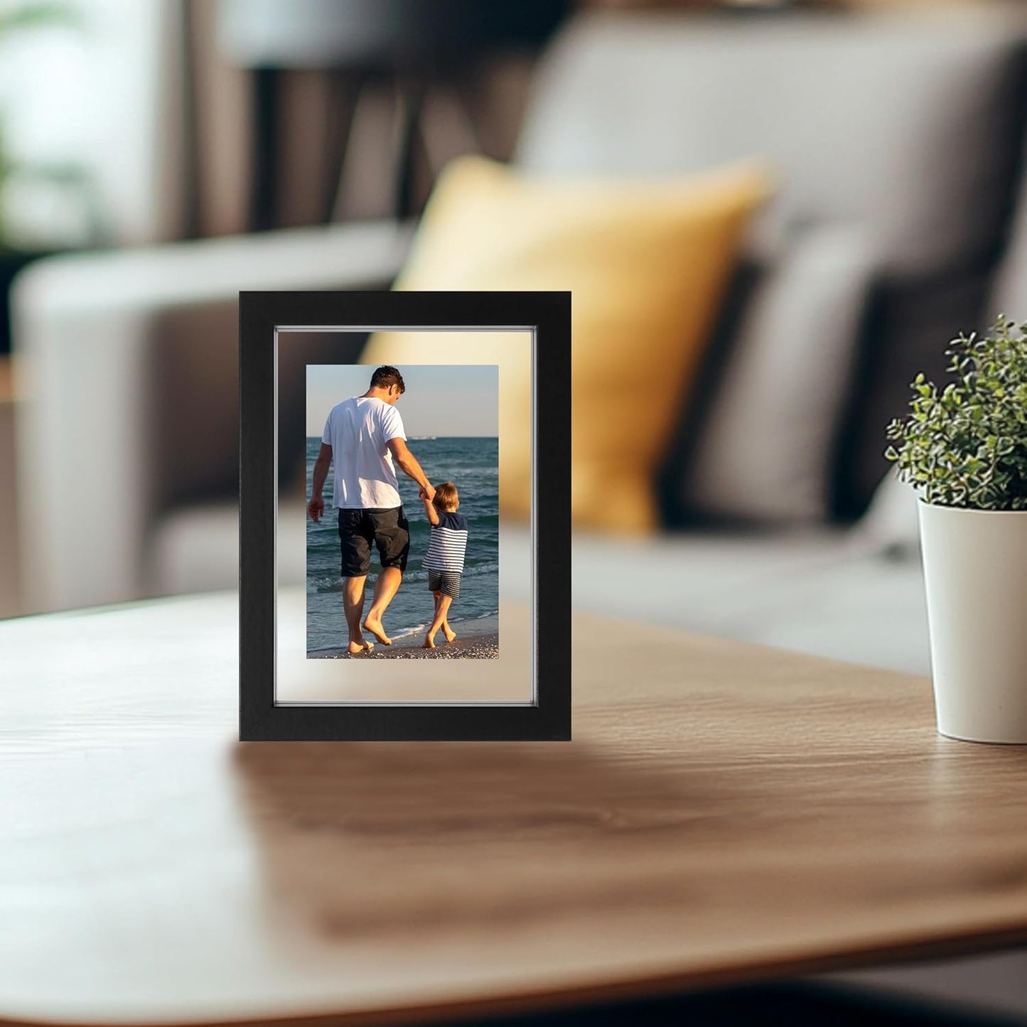 CORE ART 8x10 Floating Picture Frame,Double Plexglass Floating Frame for 5x7,4x6 Pictures,Wall or Tabletop Display,Black