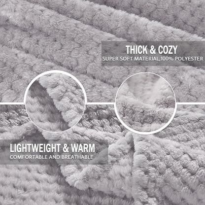 Exclusivo Mezcla Fleece Throw Blanket Extra Large, Super Soft and Warm Blankets for Couch, Sofa and Bed Waffle Textured, Cozy, Fuzzy and Lightweight (Slate Blue, 50x70 Inches)