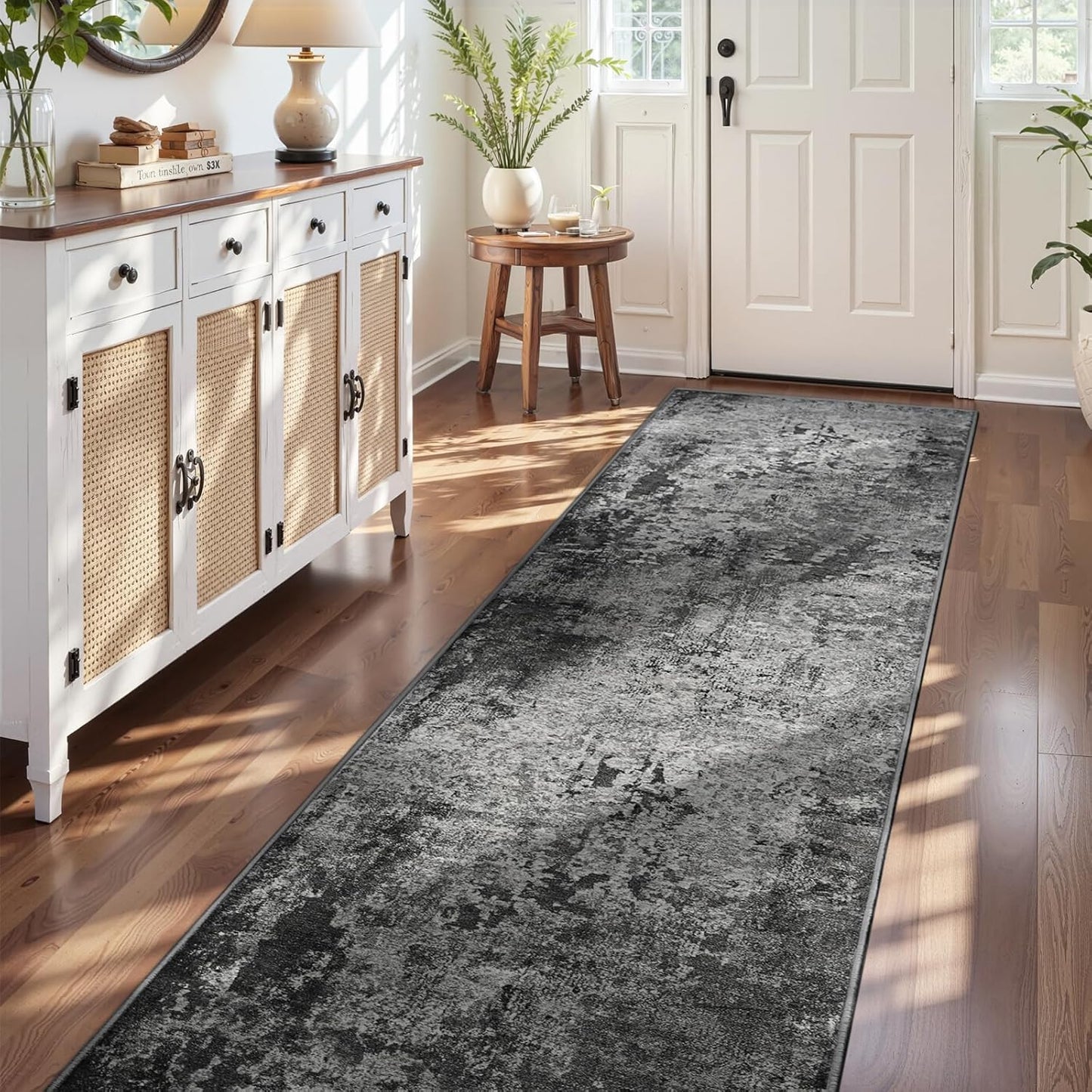Ompaa 2x6 Rug Runners for Hallways Kitchen Runner Rug Non Slip Washable Grey Long Runner Rugs with Rubber Backing Soft Abstract Carpet Runner for Hallways, Kitchen, Bedroom, Bathroom, Entryway - Colors A