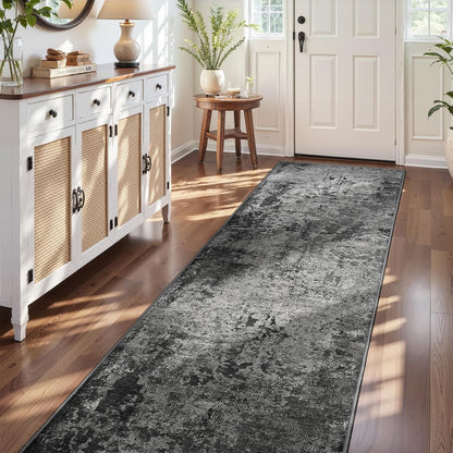 Ompaa 2x6 Rug Runners for Hallways Kitchen Runner Rug Non Slip Washable Grey Long Runner Rugs with Rubber Backing Soft Abstract Carpet Runner for Hallways, Kitchen, Bedroom, Bathroom, Entryway - Colors A