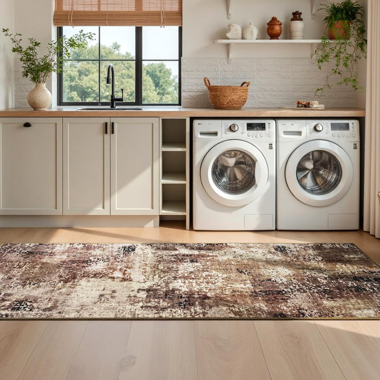 Ompaa 2x6 Rug Runners for Hallways Kitchen Runner Rug Non Slip Washable Grey Long Runner Rugs with Rubber Backing Soft Abstract Carpet Runner for Hallways, Kitchen, Bedroom, Bathroom, Entryway - Colors B