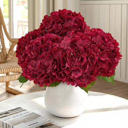MARTINE MALL 3Pcs 21in Hydrangea Artificial Flowers, Latex Real Touch Hydrangeas Lifelike Large Hydrangea Flowers for Home Decor Party Arrangements Wedding Bouquets Centerpieces (Blue)