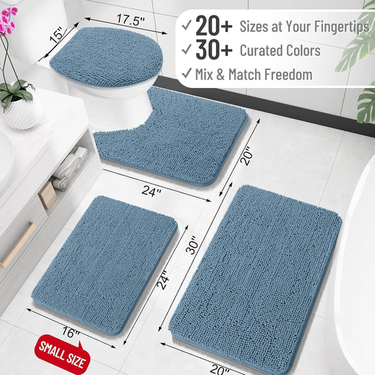 OLANLY Bathroom Rugs 30x20, Extra Soft Absorbent Chenille Bath Rugs, Rubber Backing Quick Dry, Machine Washable Bath Mats for Bathroom Floor, Tub and Shower, Home Decor Accessories, Grey - Colors A