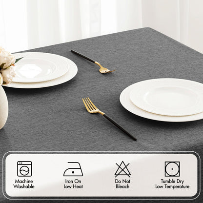 MIULEE Beige Rectangle Linen Polyester Tablecloth with Decorative Cutouts Spring Waterproof Stain Resistant & Shrink-Proof Table Cloth 52x70 inch Farmhouse Style for Dining Wedding and Outdoor