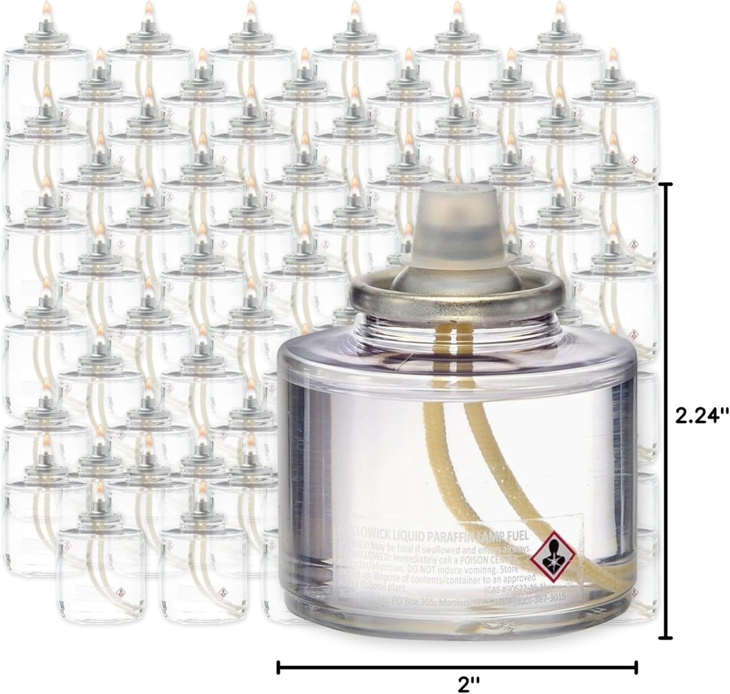 Hollowick Disposable Liquid Candles, 8 Hour, for Use in Glass Votive Tealight Lamp Holders, Restaurant Wedding Table Top Lights, Child Resistant Closures, 90 Pieces, Clear Fuel Oil HD8-90