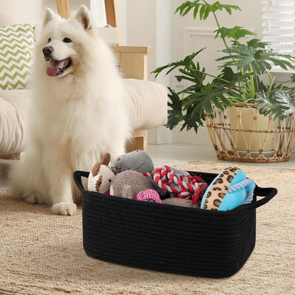 OIAHOMY Woven Basket, Gift Basket Empty with Gift Bags and Ribbons, Rope Baskets for Baby Showers, Storage Baskets with Handles for Nursery, Pet Toy Organizer - White