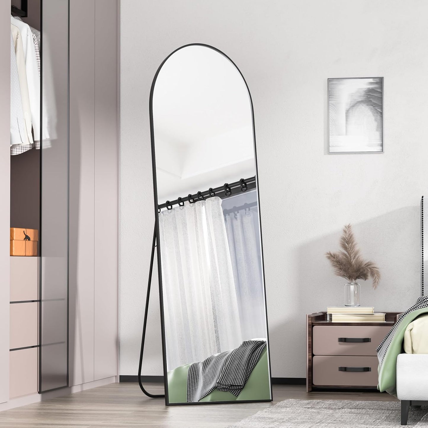 Simple Deluxe Arched Full Length Mirror, 71"x26"Large Floor Mirrors, for Wall Door Bedroom Bathroom Living Room (Gold)