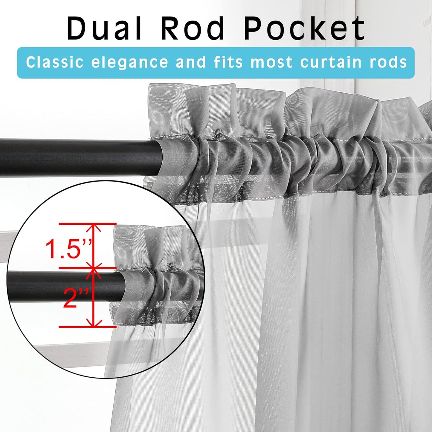 OWENIE Sheer Curtains 84 inches Long 2 Panels Set for Living Room/Bedroom, Rod Pocket Voile Sheer Panel Drapes, White, 2pcs, Each 42" W x 84" L - Colors A