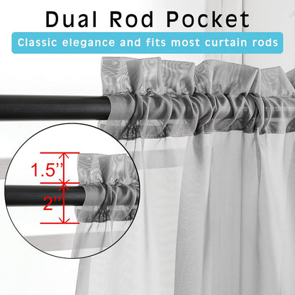 OWENIE Sheer Curtains 84 inches Long 2 Panels Set for Living Room/Bedroom, Rod Pocket Voile Sheer Panel Drapes, White, 2pcs, Each 42" W x 84" L - Colors A