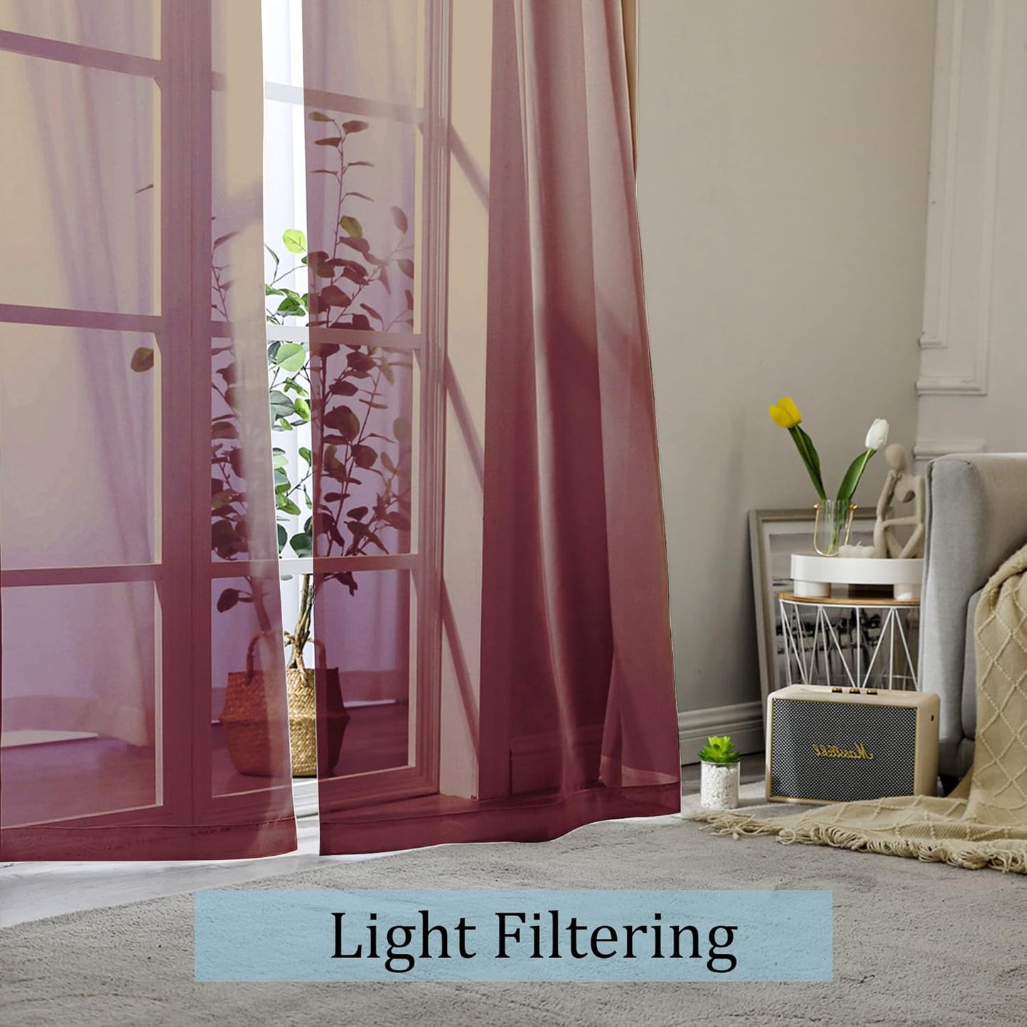 OWENIE Sheer Curtains 84 inches Long 2 Panels Set for Living Room/Bedroom, Rod Pocket Voile Sheer Panel Drapes, White, 2pcs, Each 42" W x 84" L - Colors B