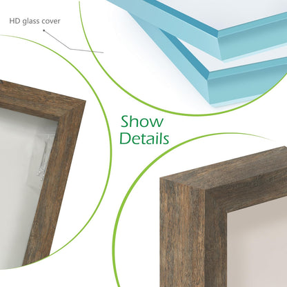 FrameWorks 11” x 14” Dark Oak Wooden Shadow Box Frame – Display Case with Soft Felt Back, Memory Box with Tempered Glass, Display Box with Elegant White Ball Push Pins, Wooden Flower Box