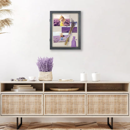 Americanflat Front Opening 11x14 Shadow Box Frame with Shatter-Resistant Glass - Silhouette Collection - Shadow Box Display Case for Tabletop and Wall Display - Black