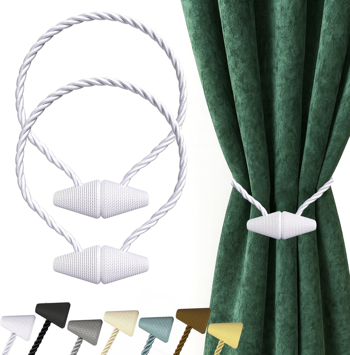 Hion Magnetic Curtain Tiebacks Black 2pcs, Curtain Tiebacks Buckles Holdbacks Holders Hooks Clip for Home Outdoor Bedroom Office Decorative Curtain