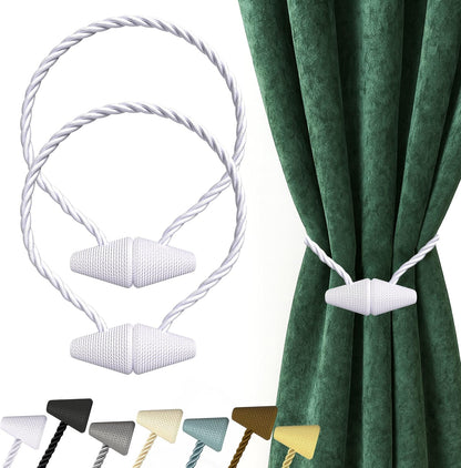 Hion Magnetic Curtain Tiebacks Black 2pcs, Curtain Tiebacks Buckles Holdbacks Holders Hooks Clip for Home Outdoor Bedroom Office Decorative Curtain