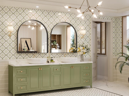 Brightify Arched Mirror, Arched Wall Mirror, 24 x 32 Inch Silver Arch Mirror, Metal Frame Silver Bathroom Mirror, Arched Top Bathroom Vanity Mirror for Living Room Bedroom Mantel Entryway Hallways