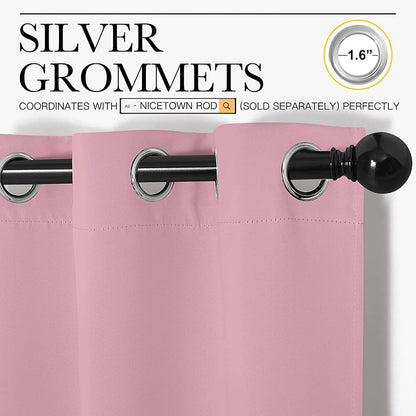 NICETOWN Halloween Pitch Black Solid Thermal Insulated Grommet Blackout Curtains/Drapes for Bedroom Window (2 Panels, 42 inches Wide by 63 inches Long, Black) - Colors A