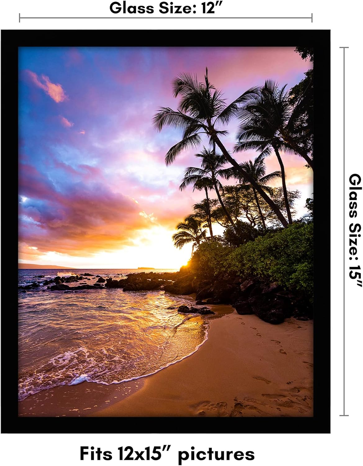Americanflat 12x18 Poster Frame with Shatter-Resistant Glass - Signature Collection - Gallery-Style Frames Made of Engineered Wood - Photo Frame for Wall Display - Black - Colors A
