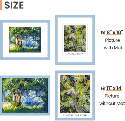 upsimples 11x14 Picture Frame Set of 5, Display Pictures 8x10 with Mat or 11x14 Without Mat, Wall Gallery Photo Frames, Black