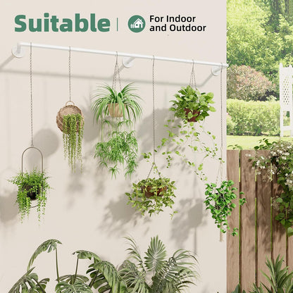 Galood Plant Hanger Indoor with 6 Hanging Chains Hanging Planters for Indoor Plants Hanging Plant Holder Window Plants Rod Black Metal Shelves(70.8 Inch Pot not Included
