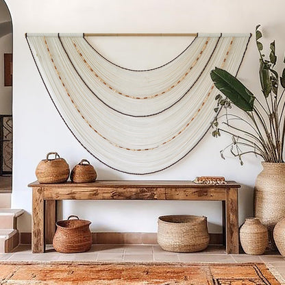 Flber Macrame Wall Hanging Boho Wall Decor Tapestry Dip Dyed Ombre Moss Green Handmade Wall Art Woven Cotton Rope Backdrop with for Bedroom Living Room, 57" W x 39" L