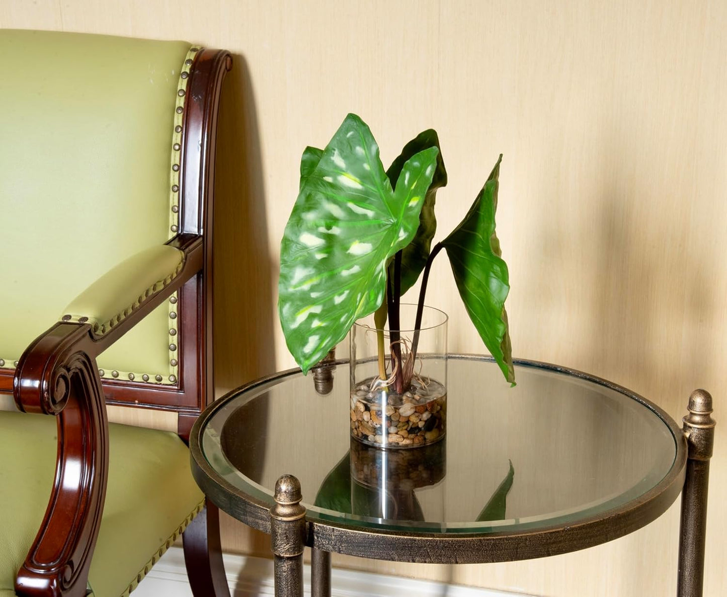 SUNPRAIRIE Realistic Faux Plant in Clear Pot with Artificial Water, Narrow Arrowhead Leaves. Artificial Plants Indoor and Outdoor