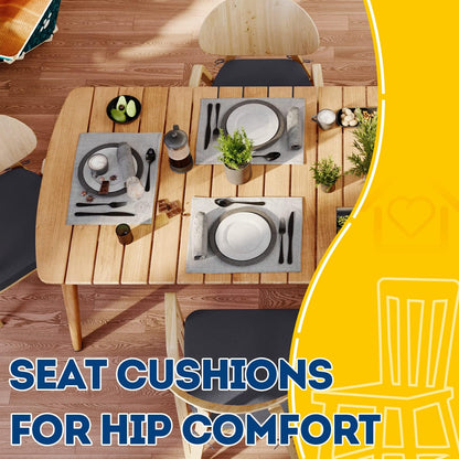 AAAAAcessories D-Shaped Chair Cushions, 2" Thick Dining Chair Pads with Ties and Removable, Machine-Washable Cover, 17" x 16", Set of 4, Oatmeal Beige - Colors A