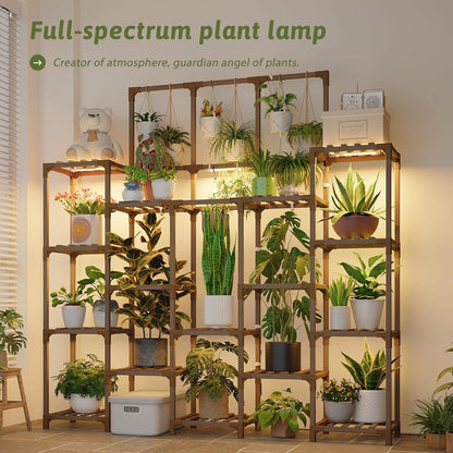 GENTINGBRO Plant Stand Indoor Outdoor 63" Tall Plant Shelf for Plants 14-Tier Large Plant Sheves for Living Room Heavy Duty Plant Rack Garden Balcony Patio Hanging Planter