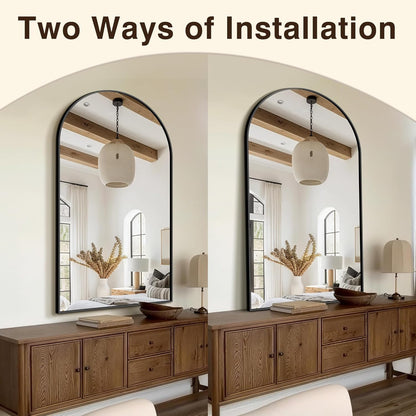 FICTOR Bathroom Mirror for Wall, Arched Vanity Bathroom Mirror for Over Sink, Metal Framed with HD Shatter-Proof Glass for Entryway, Living Room,Bedroom(2 Pack 24” x 36”, Black)
