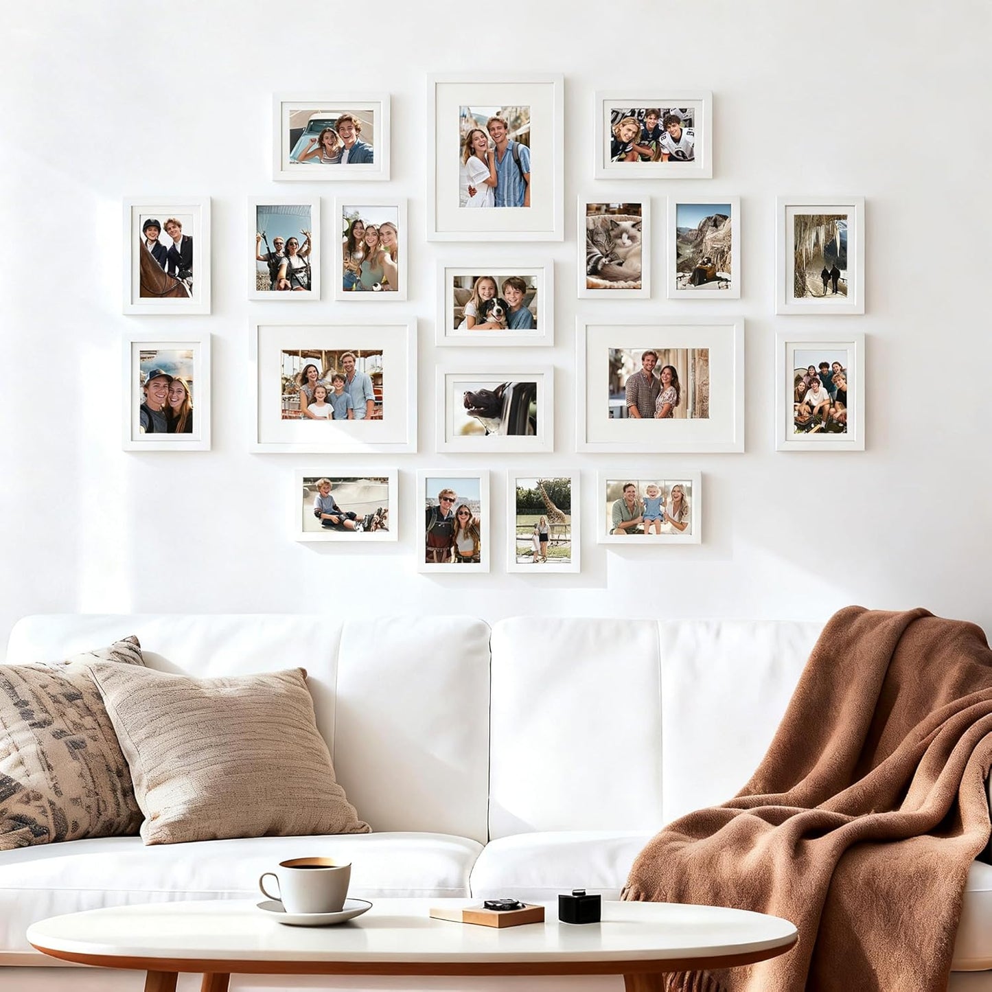 upsimples 19 Pack Picture Frames Collage Wall Decor for Mounting or Tabletop Display, Photo Gallery Frame Set for Family, Multi Sizes Including 8x10, 5x7, 4x6, Brown