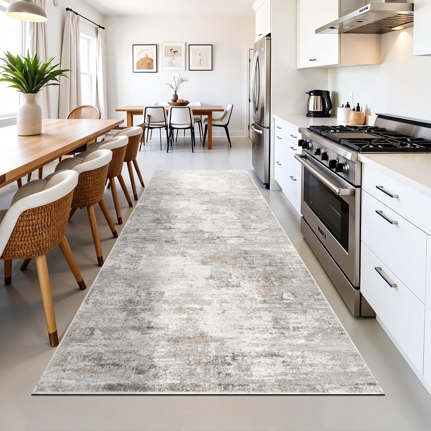 2x3 Washable Non-Slip Area Rug - Soft Low Pile Throw Rug for Kitchen Entryway Bedroom - Modern Indoor Door Mat with Rubber Backing (Beige Grey) - Colors B