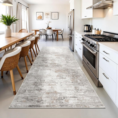 2x3 Washable Non-Slip Area Rug - Soft Low Pile Throw Rug for Kitchen Entryway Bedroom - Modern Indoor Door Mat with Rubber Backing (Beige Grey) - Colors B
