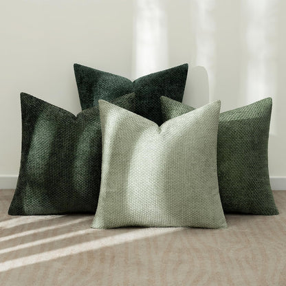 MIULEE Pack of 4 Couch Throw Pillow Covers 18x18 Inch Neutral Soft Decorative Chenille Pillow Covers Farmhouse Boho Cushion Covers for Mid Century Modern Spring Home Decor Sofa Bedroom Living Room