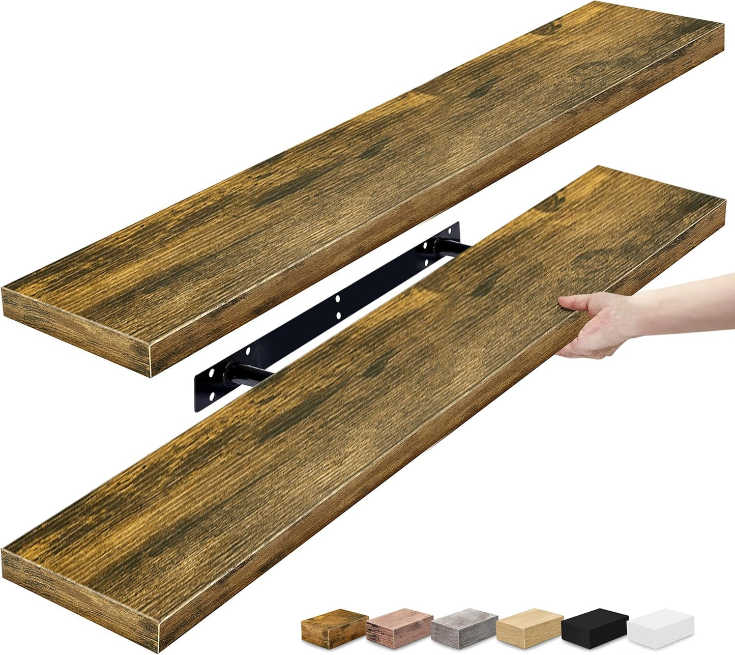 Sorbus Floating Shelves for Wall - 48 Inch Long Bathroom Shelves, Wall Decor for Bedroom, Kitchen, Living Room & Book Storage - Mounted Floating Shelf with Invisible Brackets (Maple Wood, 2 Pack)