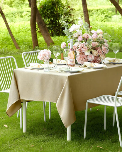 Pureegg Rectangle Linen Tablecloth Waterproof & Stain Resistant, Wrinkle-Free Table Cloth Adds Elegance and Protection, Ideal for Dining, Party, Wedding and Outdoor, 52 x 70 Inch, Sage Green