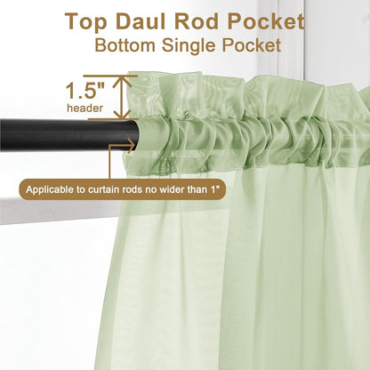 Chyhomenyc Sheer White Valances for Windows 2 Pack, Small Window Curtains for Living Room Bathroom Cafe Laundry Basement, Modern Top Dual Rod Pocket Voile Curtain, 42W x 14L inches, White - Colors B