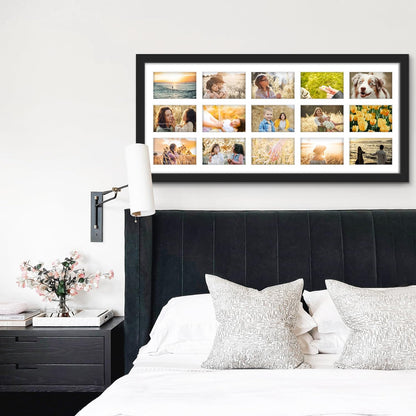 DUENPY 14x26 Collage Picture Frame 4x6 Collage Picture Frame Displays Twelve 4x6 inch Photos Available Horizontal Wall Mounting Display and Vertical Black - Colors A